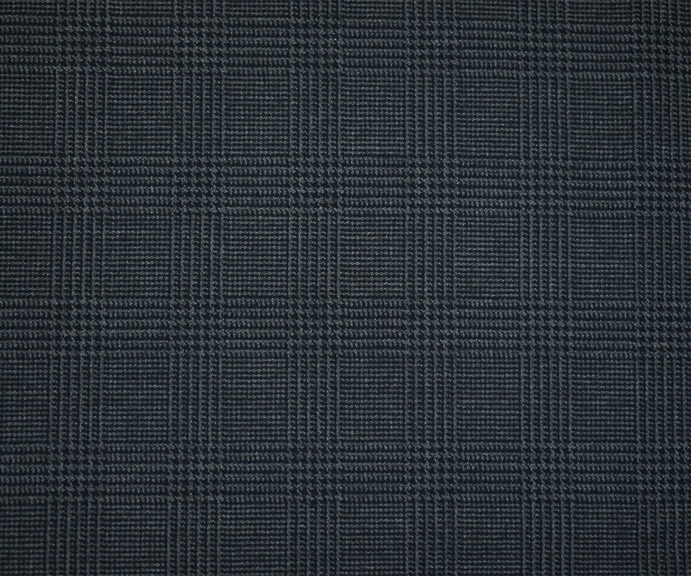 Dark Navy-Gray Poly Wool Blend Glen Plaid Twill Suiting - Image 4