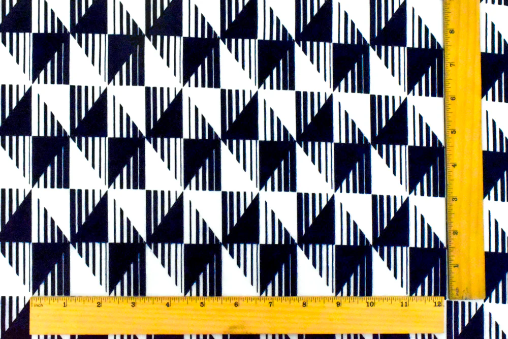 Dark Navy-White Diamond Geometry Stretch Polyester ITY Knit Fabric - Image 5