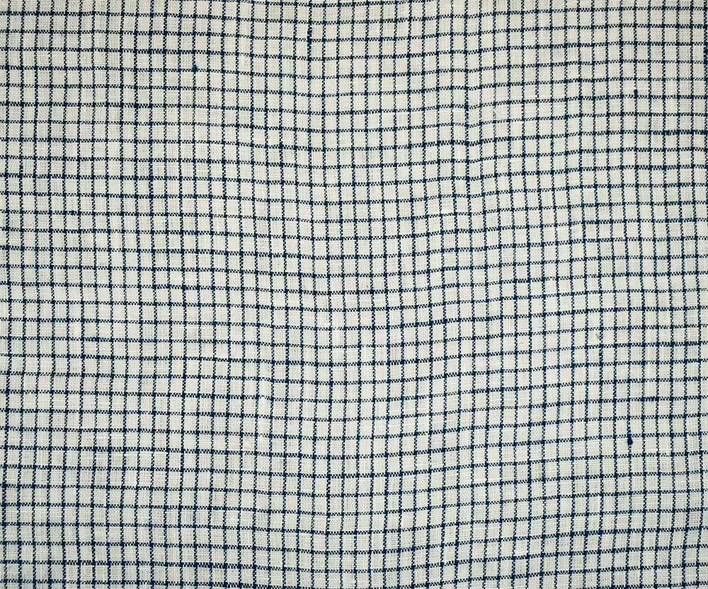 Dark Navy-White Spence Bryson Grid Check Washed Irish Linen Woven Fabric - Image 4