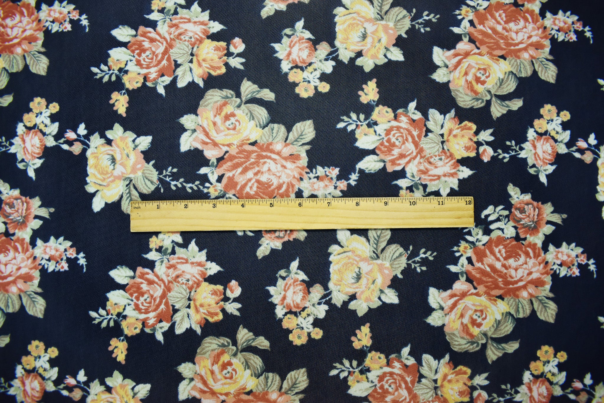 Deep Blue-Multi Poly Stretch Floral Printed Mesh Knit Fabric - Image 4