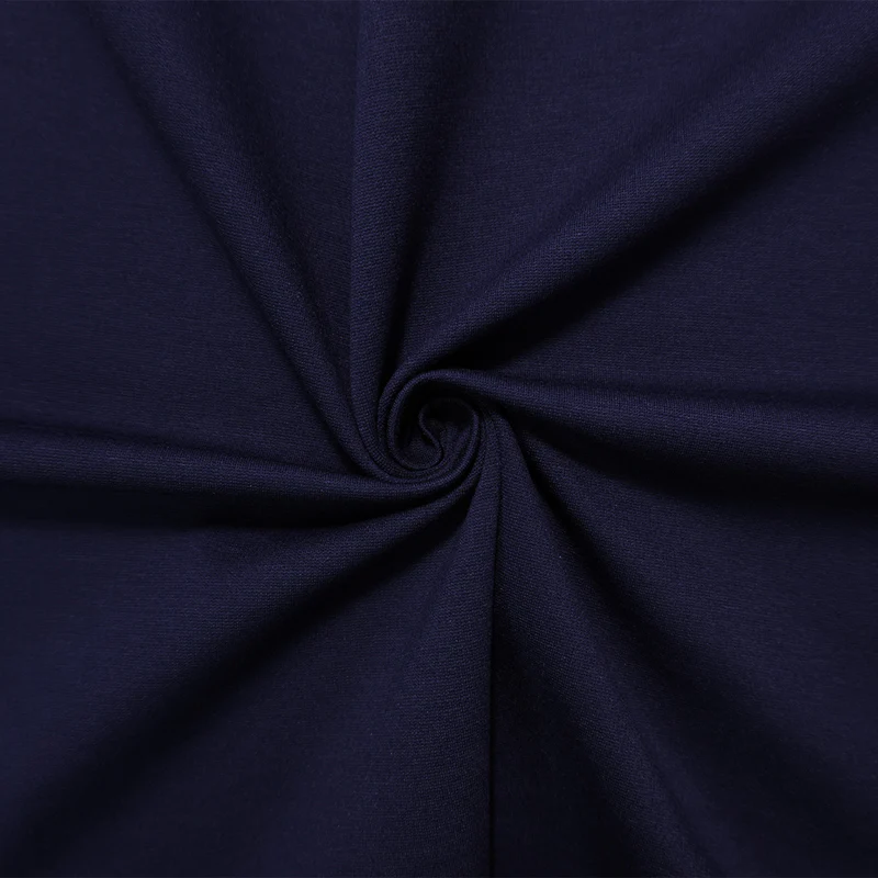Deep Blue Nylon Blend Stretch Solid Ponte De Roma Double Knit Fabric