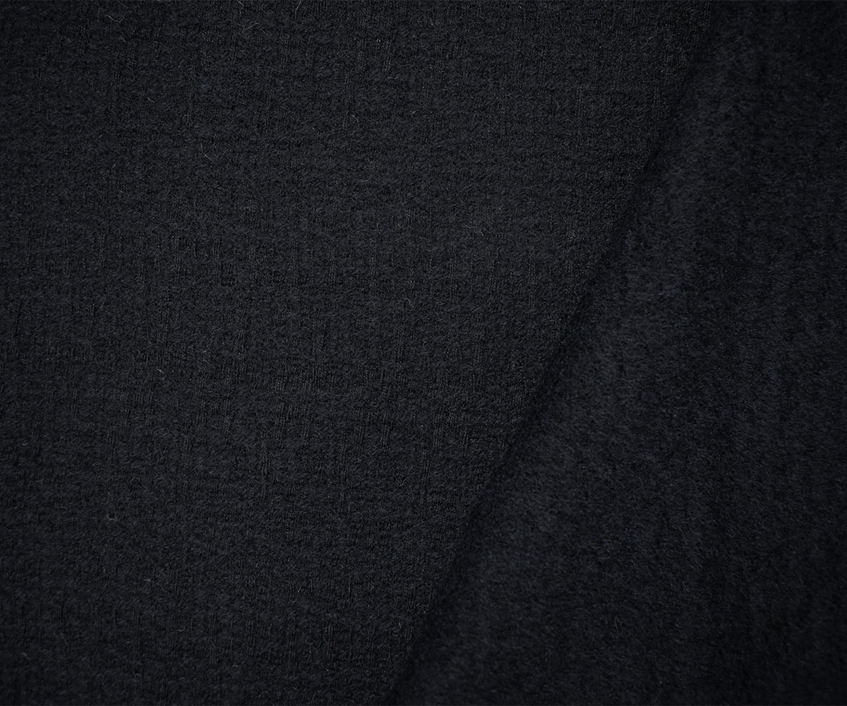 Deep Navy-Black Wool Blend Abstract Plaid Jacquard Woven Jacketing Fabric - Image 2