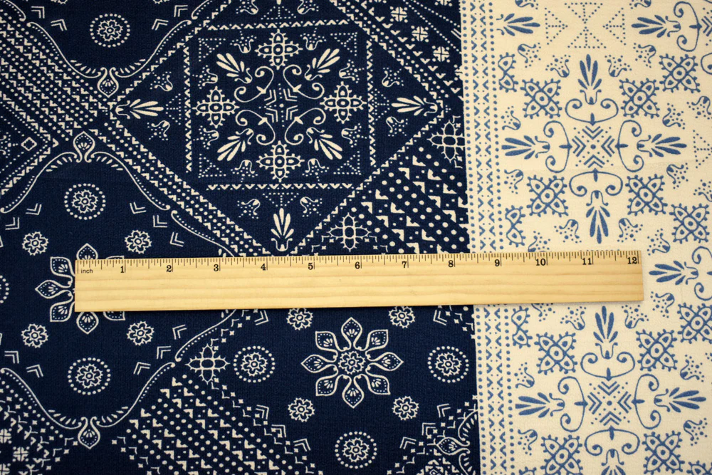 Deep Navy Blue-Multi Poly Bandana Printed Pebble Crepe Woven Fabric - Image 2
