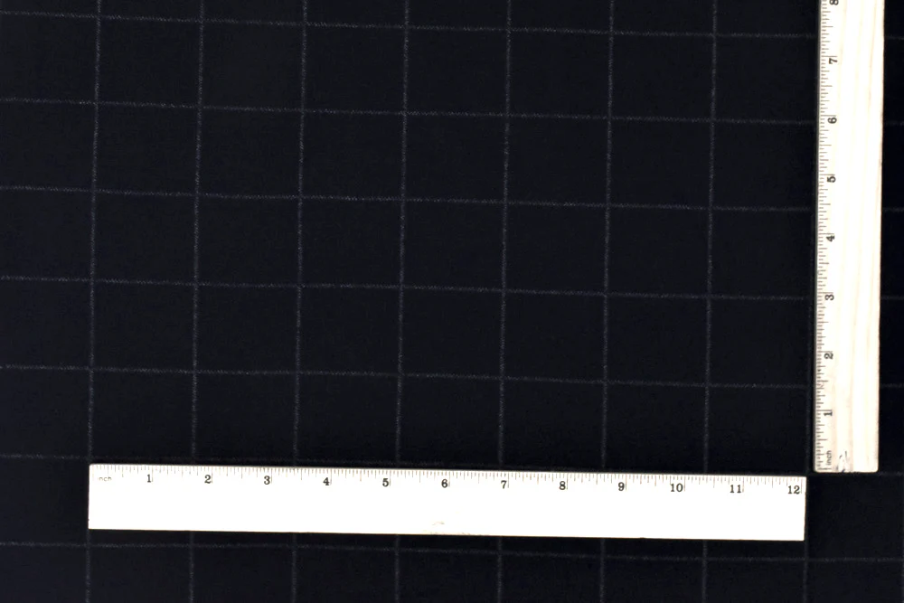 Deep Navy Blue-White Check Printed Cotton-Wool Matte Jersey Double Knit Fabric - Image 5