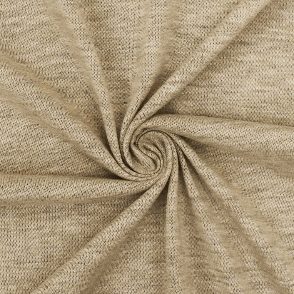 Desert Beige-Gray-Ivory Slub Stretch Jersey Knit Fabric