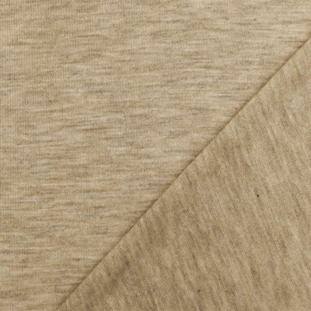 Desert Beige-Gray-Ivory Slub Stretch Jersey Knit Fabric - Image 2