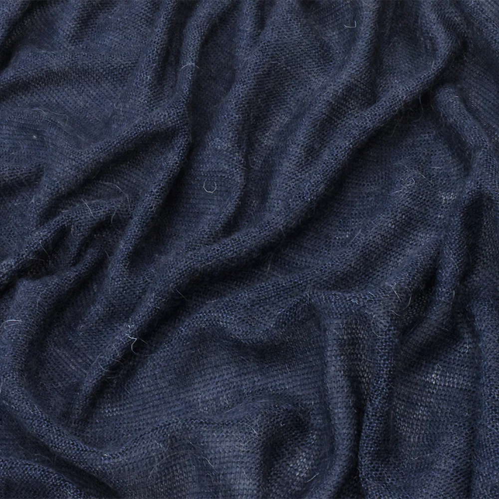 Dusty Navy Solid Stretch Poly-Wool Jersey Knit Fabric - Image 2