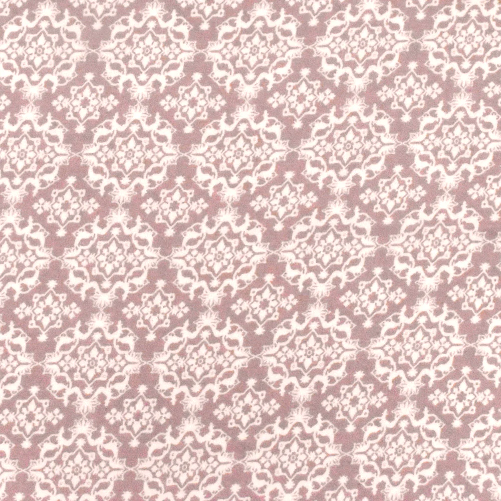 Dusty Pink-Ivory Moroccan Printed Stretch Rayon Momie Woven Fabric