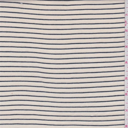 Ecru/Black Pinstripe Rayon Jersey Knit Fabric