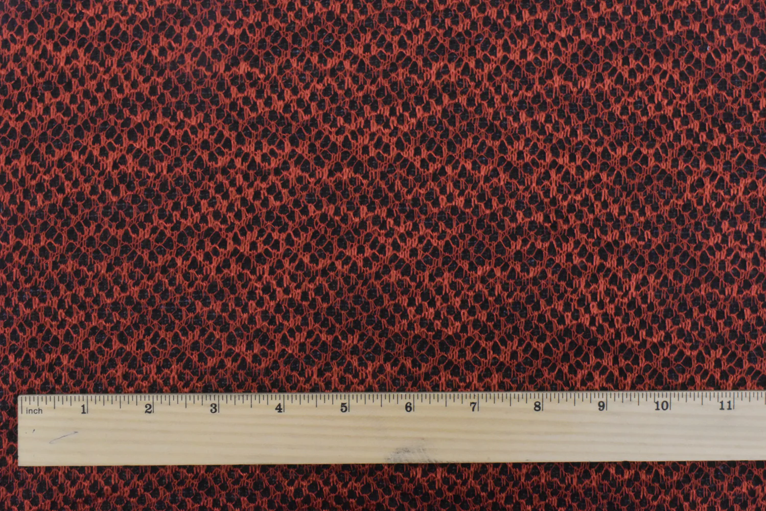 Fire Orange-Black Texture Poly Rayon Double Knit Fabric - Image 4
