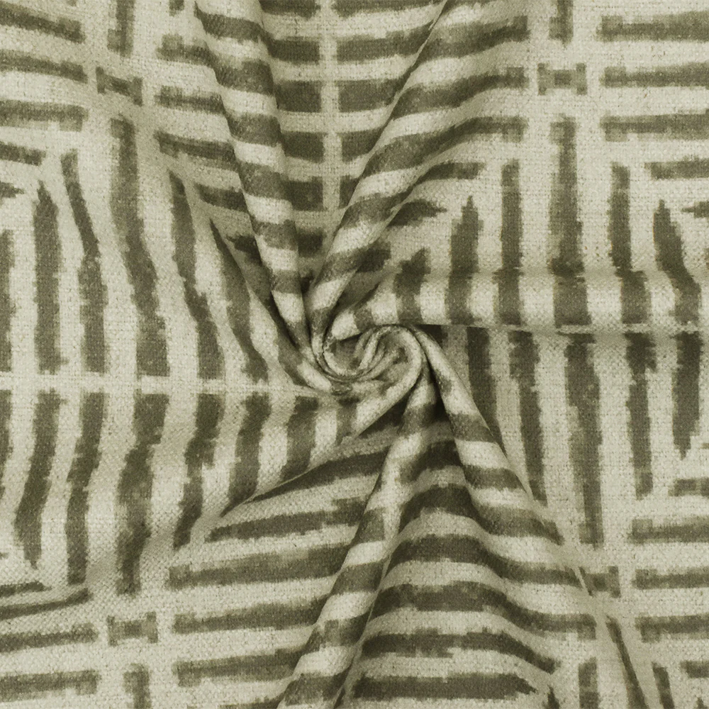 Gray-Beige Swavelle Diamond Printed Poly Rayon Chenille Decor Fabric - Image 3