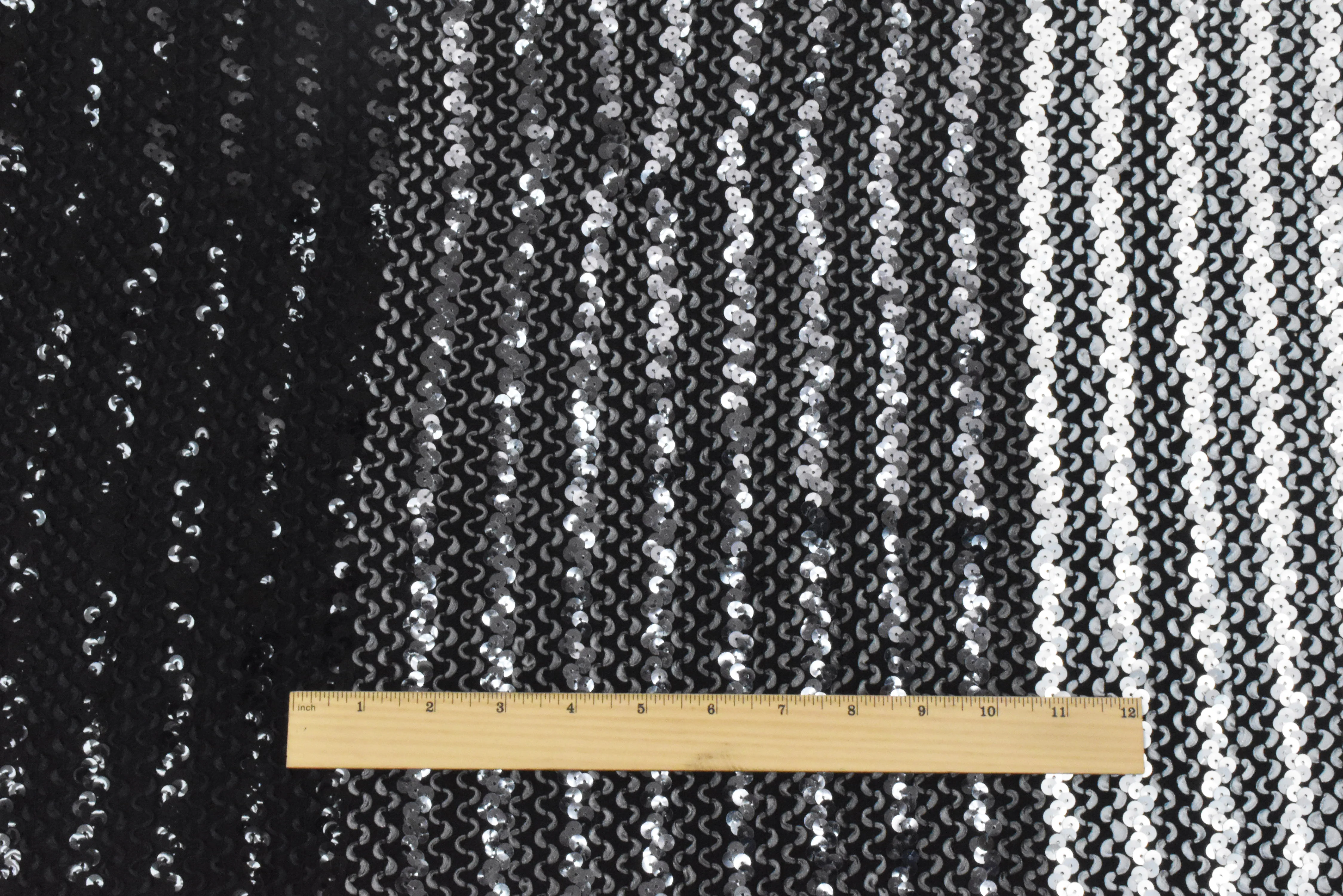 Gray-Black-Multi 3D Wave With Sequins Acrylic Poly Woven Jacketing Fabric - Image 5