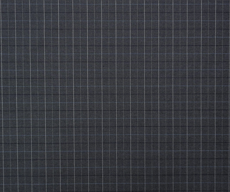 Gray-Blue Wool-Poly Check Twill Suiting Fabric - Image 4