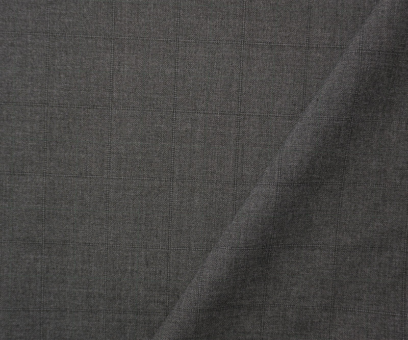 Gray-Green Poly Wool Check Woven Shirting Fabric - Image 2