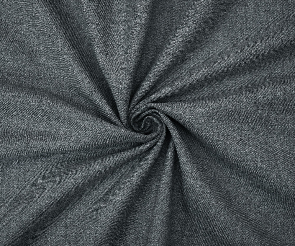 Gray Poly Wool Blend Textured Twill Shirting Fabric - Image 3