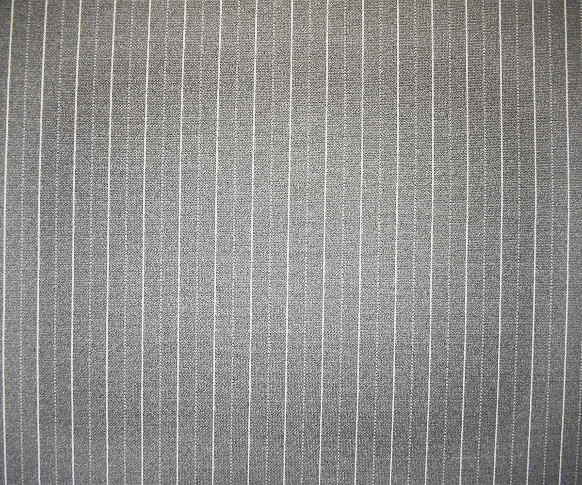 Gray-White Poly Wool Spandex Stretch Stripe Double Knit Jacketing Fabric - Image 4