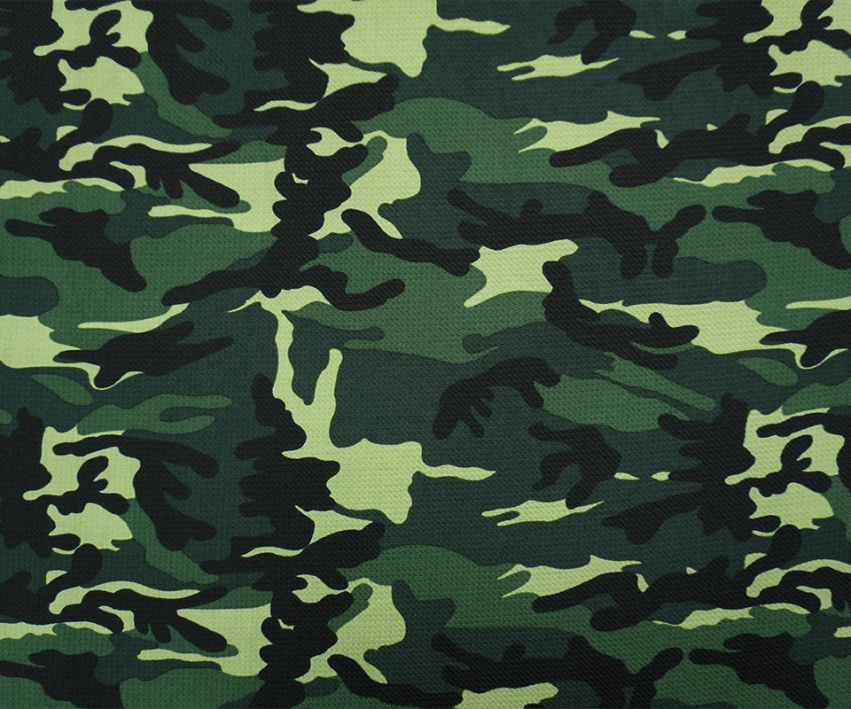 Green-Black Poly Camo Print Liverpool Double Knit Fabric - Image 3