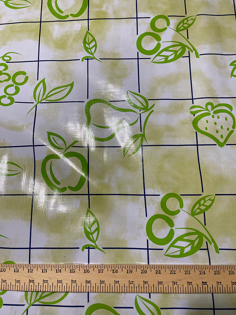 Green Blue Check Oilcloth Fabric - Reorderable - Image 2