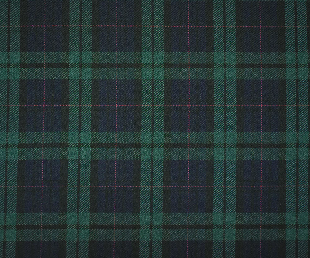 Green-Blue-Multi Wool-Poly Plaid Check Woven Twill Suiting Fabric - Image 4