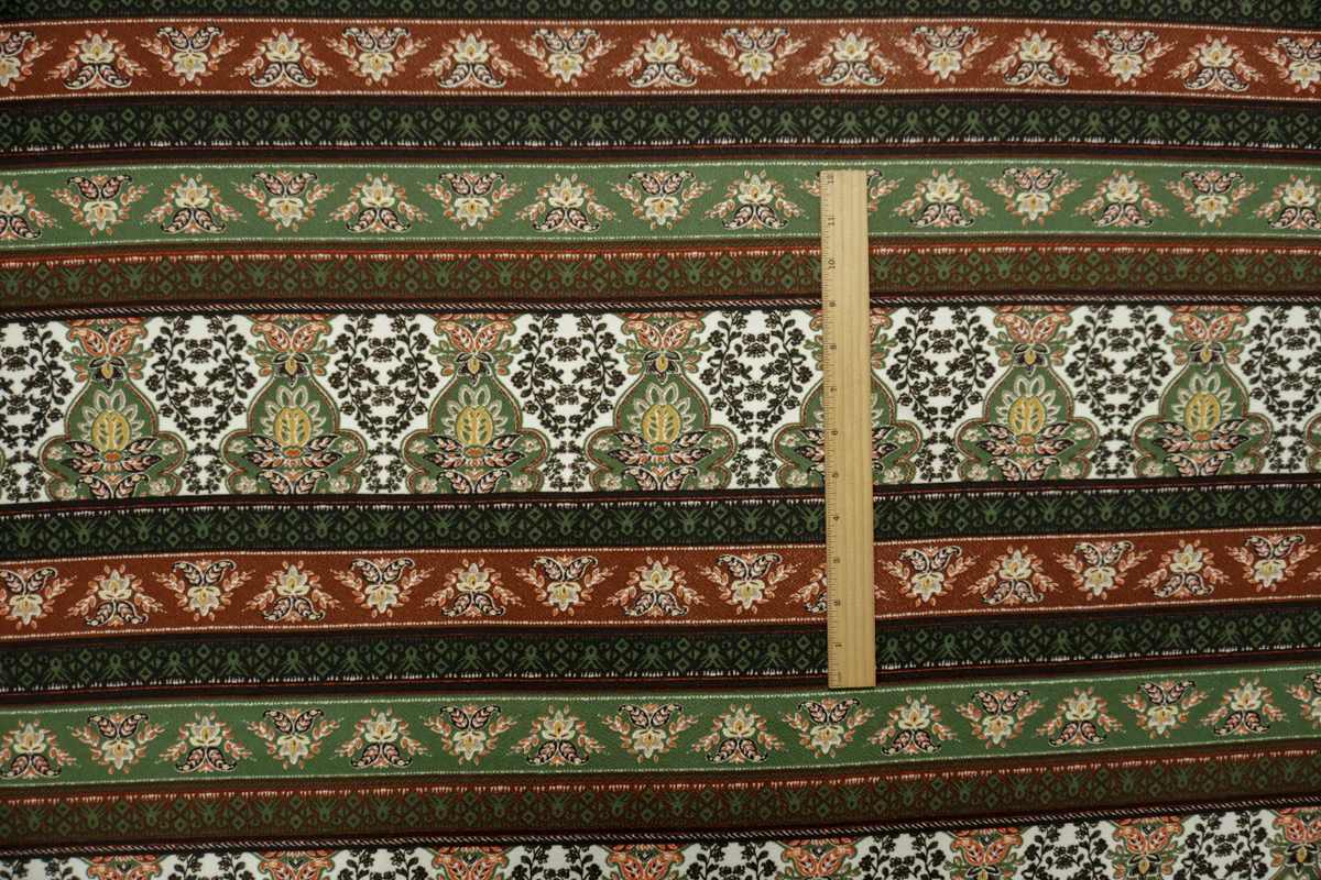 Green-Brown-Multi Poly Boho Print Liverpool Double Knit Fabric - Image 4