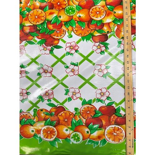 Green Fruit Lattice Oilcloth Fabric - Reorderable - Image 3