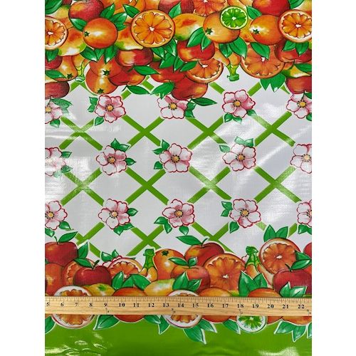 Green Fruit Lattice Oilcloth Fabric - Reorderable - Image 4