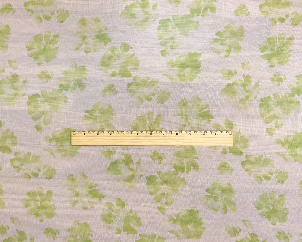 Green-Ivory Poly Floral Printed Crinkle Yoryu Chiffon Woven Fabric - Image 4