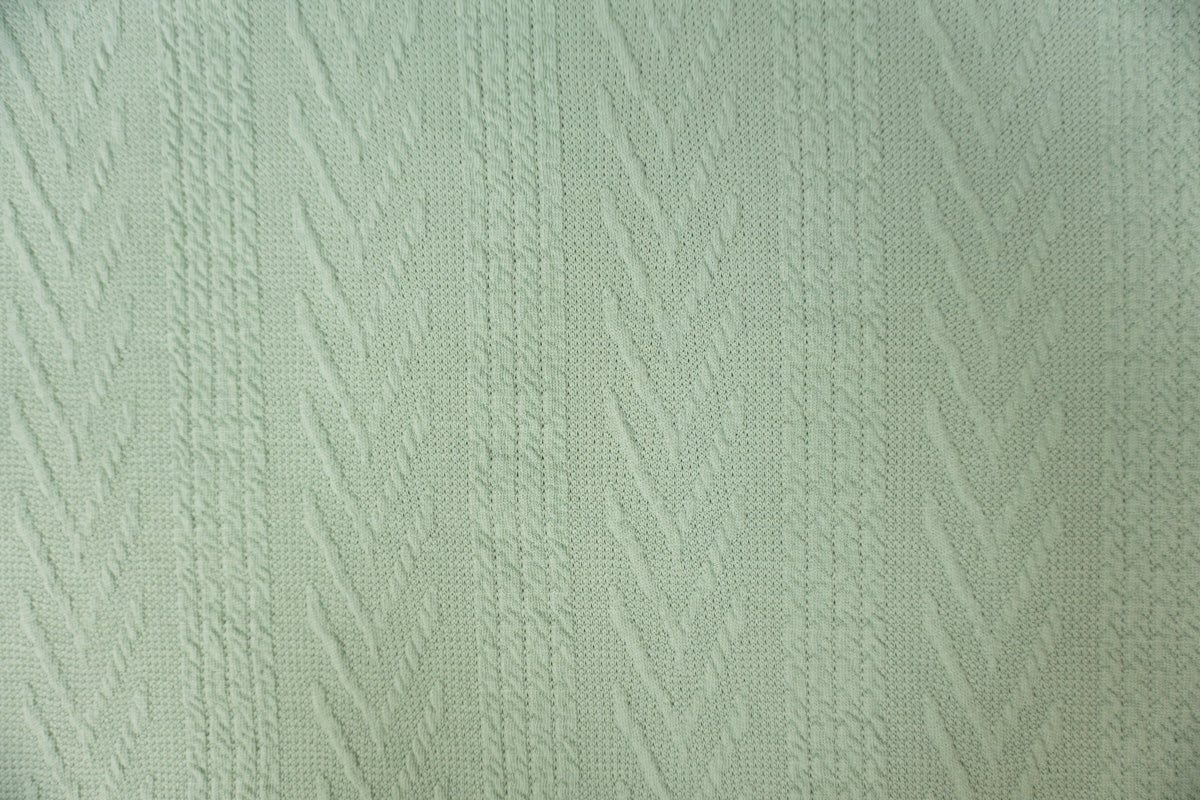 Green Poly Spandex Stretch Cable Sweater Knit Fabric - Image 3