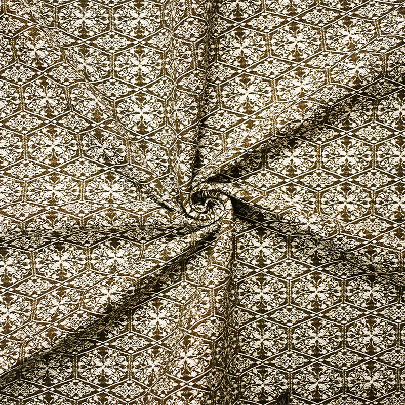 Green Rayon Blend Baroque Tile Bengaline Jacquard Woven Fabric
