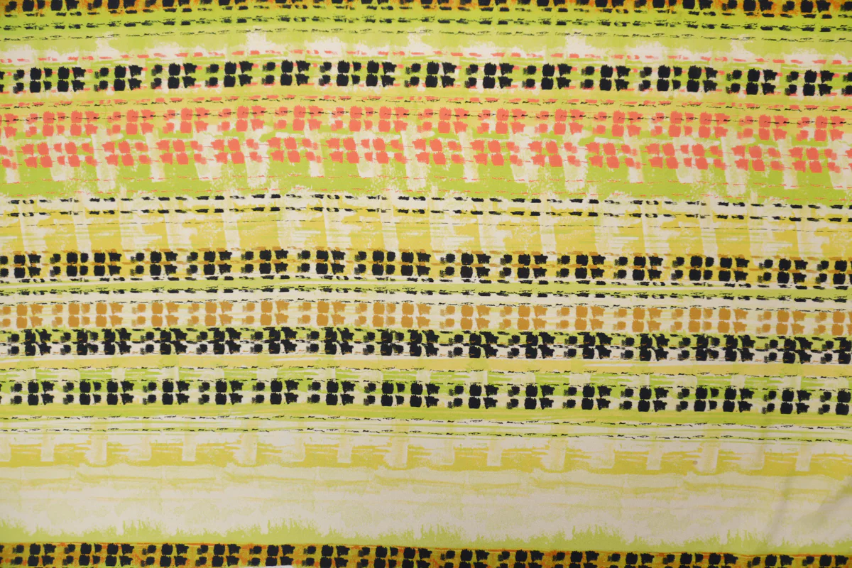 Green Silk Abstract Printed Crepe De Chine Woven Fabric - Image 4