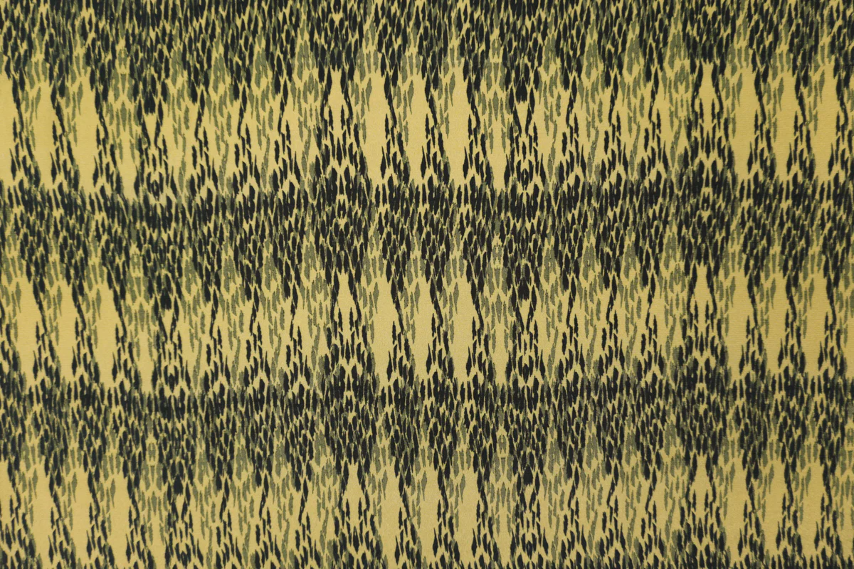 Green Silk Abstract Printed Crepe De Chine Woven Fabric - Image 4