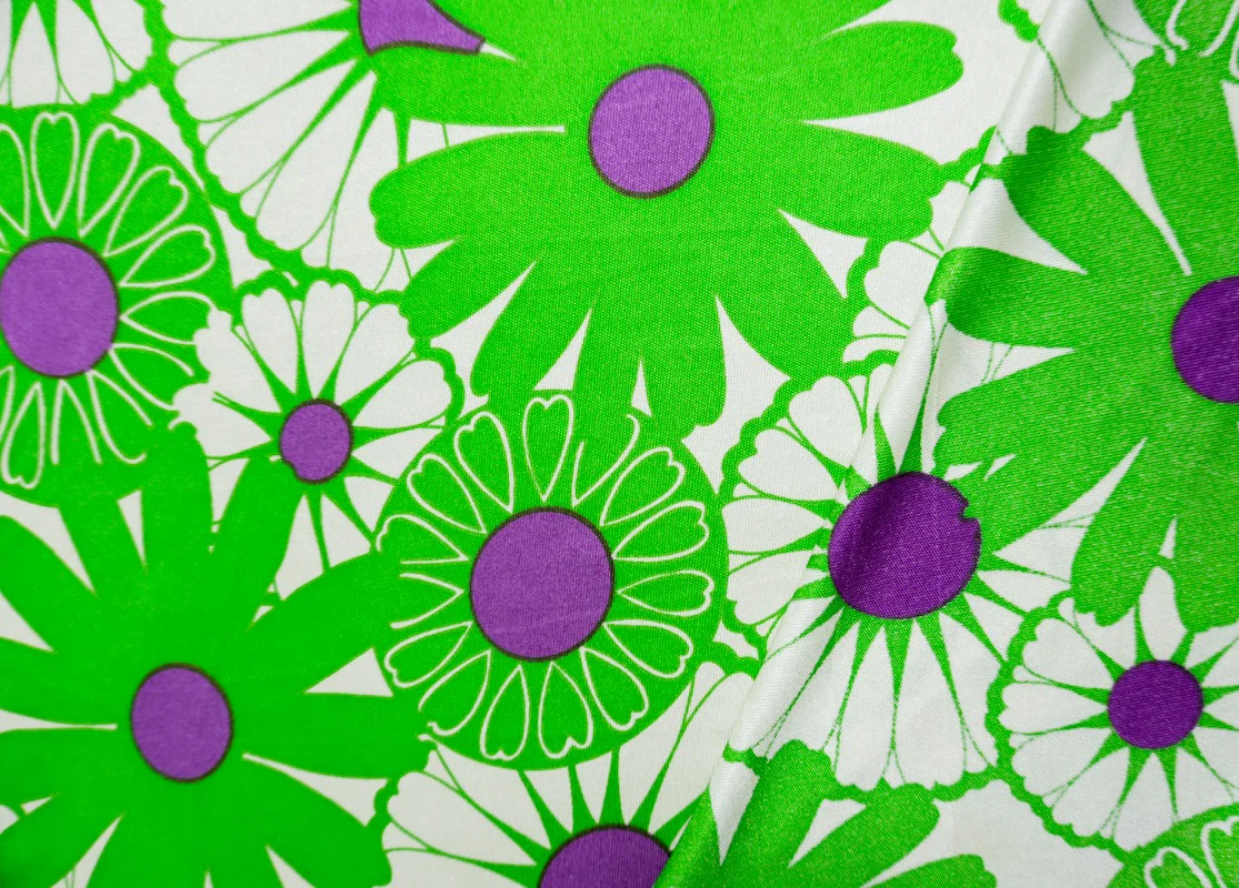 Green Silk Spandex Stretch Floral Printed Interlock Knit Fabric - Image 2