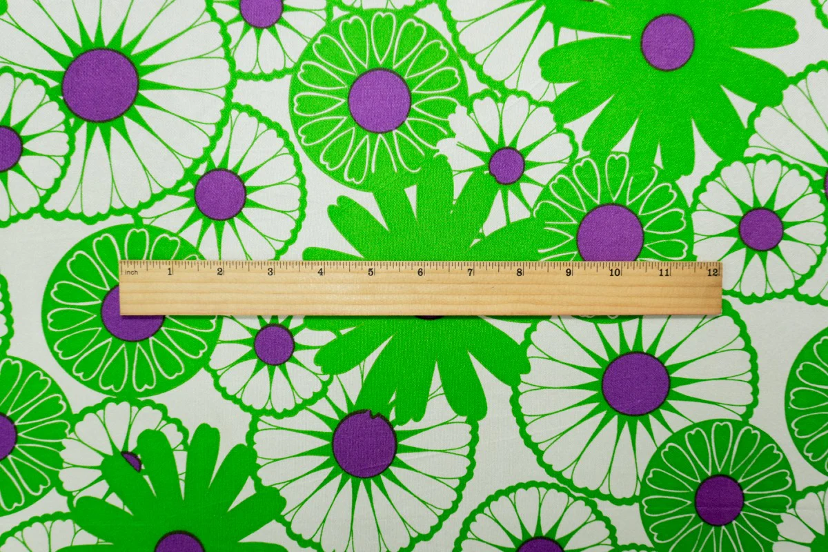 Green Silk Spandex Stretch Floral Printed Interlock Knit Fabric - Image 5