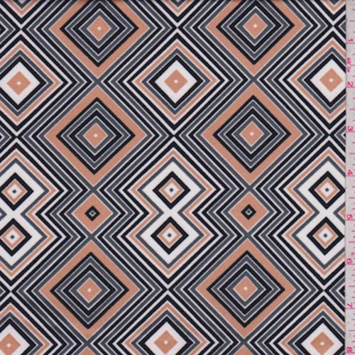 Grey/Beige/Black Diamond Nylon Knit Fabric
