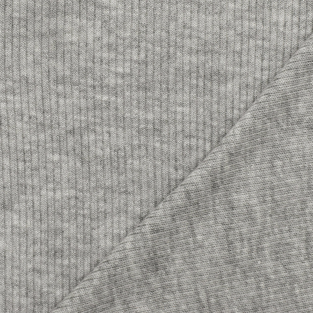 Heather Cloud Gray-Gray Stretch Rayon Rib Knit Fabric - Image 2