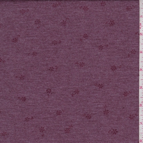 Heather Cranberry Flocked Floral Jersey Knit Fabric