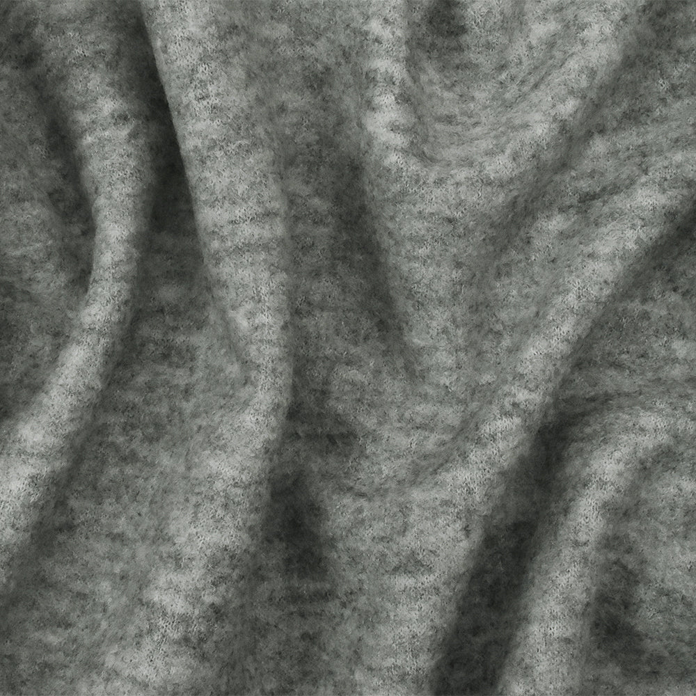 Heather Gray Texture Wool Poly Brushed Boucle Jacketing Knit Fabric - Image 2