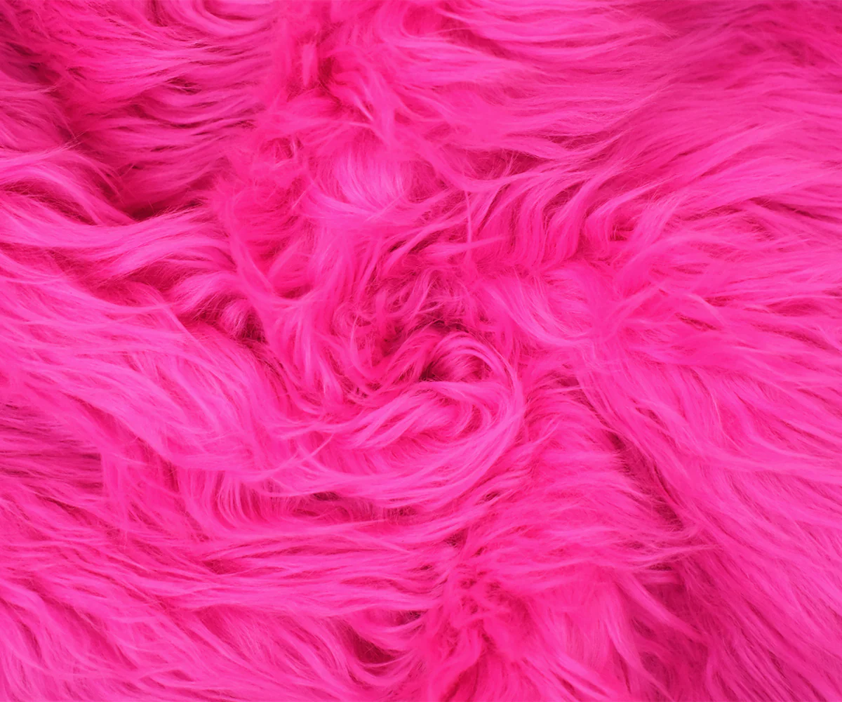 Hot Pink Acrylic Polyester High Pile Shaggy Faux Fur Knit Fabric - Image 3