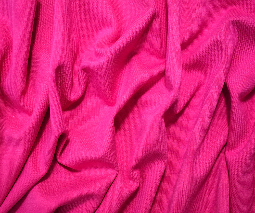 Hot Pink Rayon-Nylon Solid Stretch Spandex Ponte De Roma Knit Fabric - Image 3