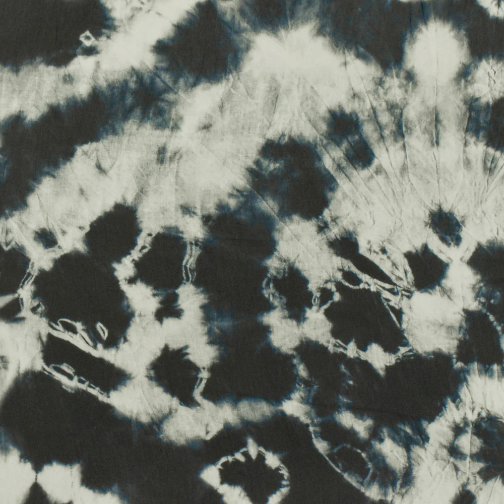 Ink Blue-Ivory Famous Designer Tie Dye Printed Viscose Chiffon Woven Fabric