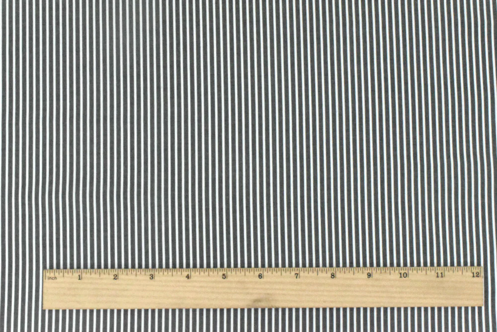Intense White-Black Stripe Polyester Shirting Woven Fabric - Image 5