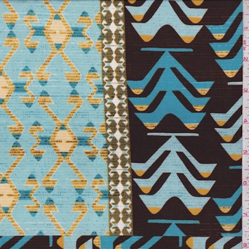 ITY Navy/Mint Tribal Stripe Jersey Knit Fabric