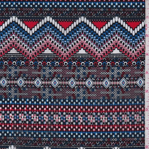 ITY Royal/Ruby/White Deco Stripe Jersey Knit Fabric