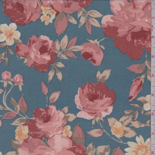 ITY Slate Blue/Copper Rose Jersey Knit Fabric