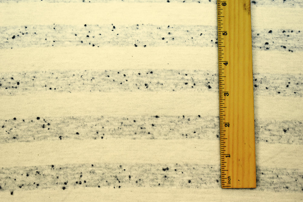 Ivory-Gray-Black Cotton Striped Texture Knit Jersey Fabric - Image 2
