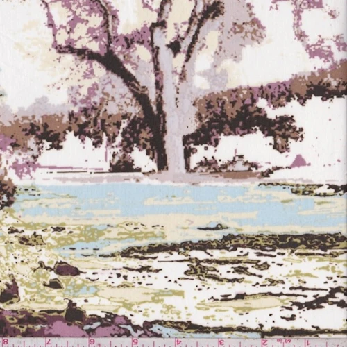 Ivory Multi Scenic Print Cotton Fabric