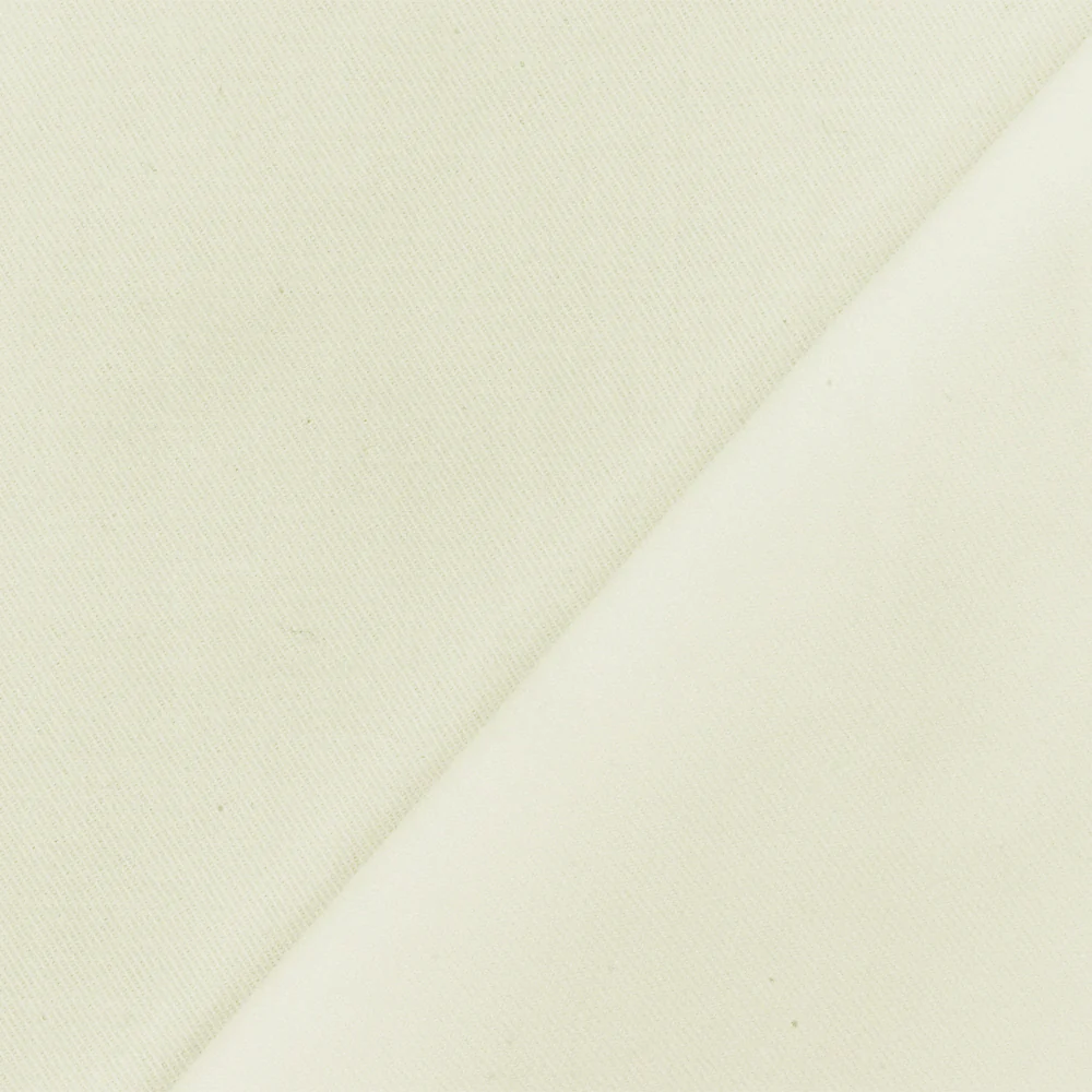 Ivory Solid Cotton Twill Woven Fabric - Image 3