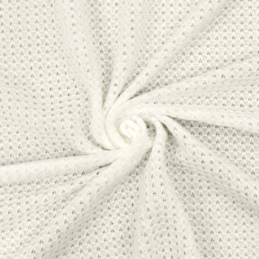 Ivory Solid Polyester-Cotton 3D Pique Knit Fabric - Image 2