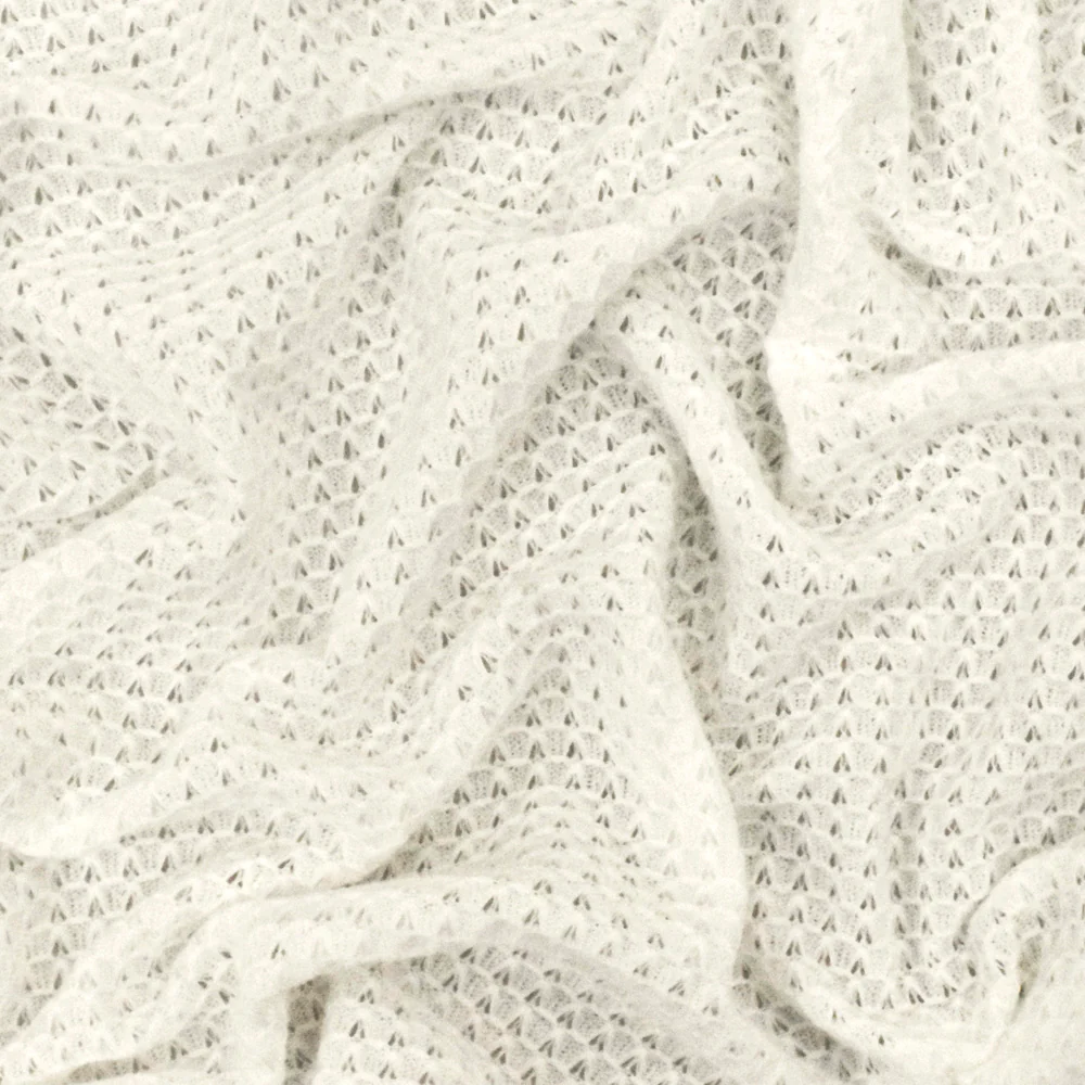 Ivory Solid Polyester-Cotton 3D Pique Knit Fabric - Image 3