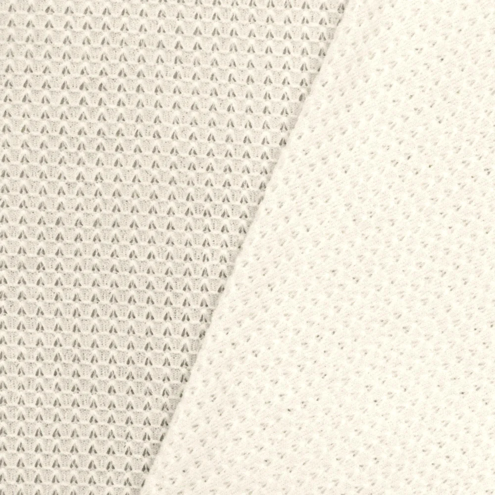 Ivory Solid Polyester-Cotton 3D Pique Knit Fabric - Image 4